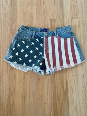 NWT Project Indigo Denim American Flag Festival High-Rise Shorts - 11/29
